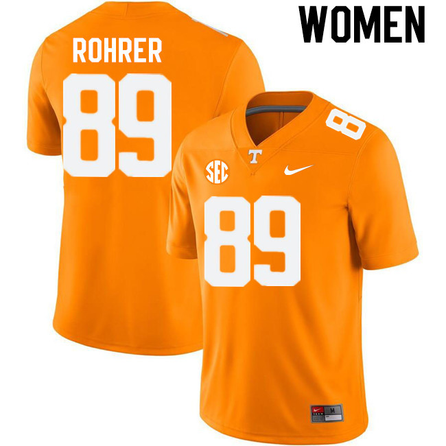 Women #89 Titus Rohrer Tennessee Volunteers College Football Jerseys Stitched-Orange